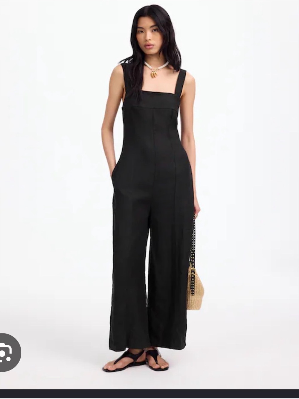 Madewell Black Square-Neck Wide-Leg Jumpsuit Medium Criss Cross Straps Size 2